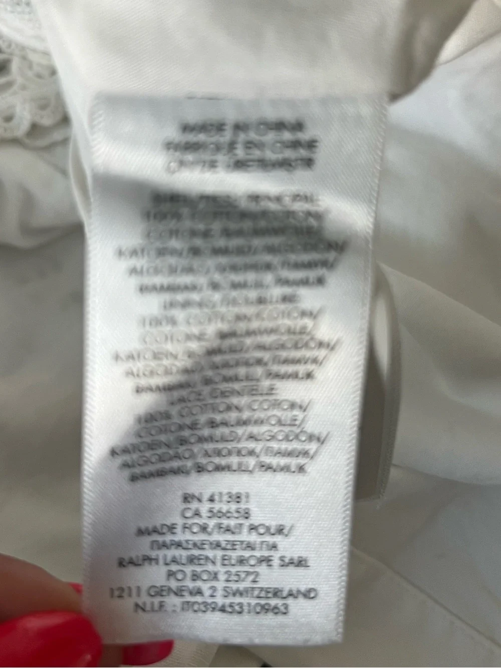 Polo Ralph Lauren Girls 6 White Lace Hem Cotton Dress